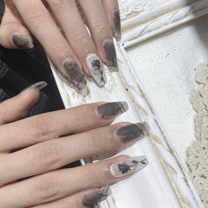 Immortal mourning for dark and withered roses PRESS ON NAILS