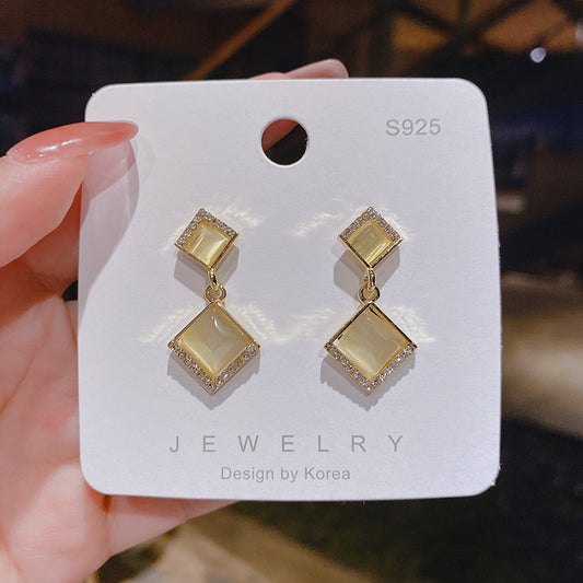 Wholesale s925 silver needle online celebrity opal square earrings