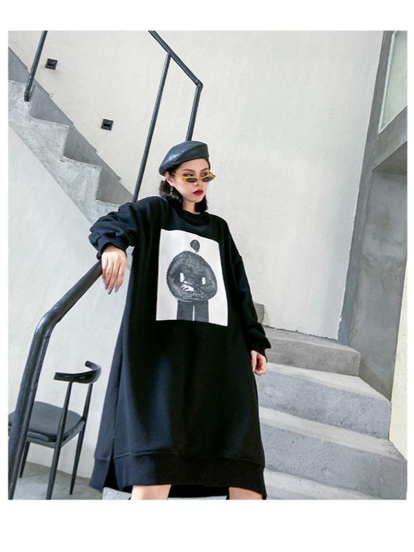 PRINTED ROUND NECK LOOSE SWEATSHIRT - Zebrant