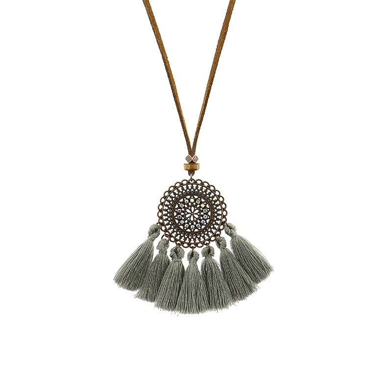 Geometric necklace bohemian tassel necklace