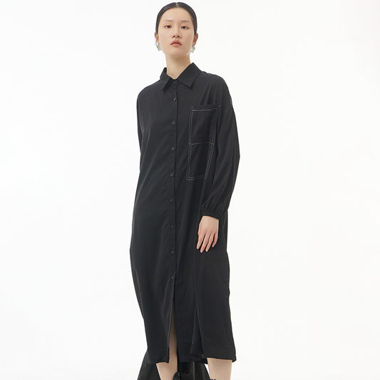 Fashionable loose and slim oversize women's dress with bright line decoration