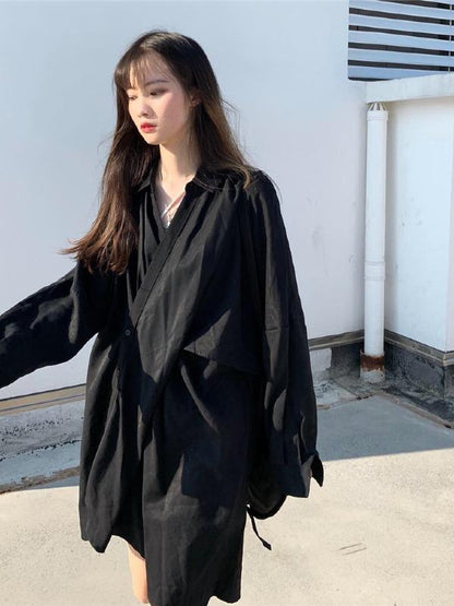 Original Solid Irregularity Shirt Dress