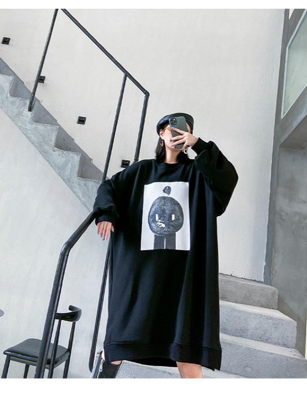 PRINTED ROUND NECK LOOSE SWEATSHIRT - Zebrant