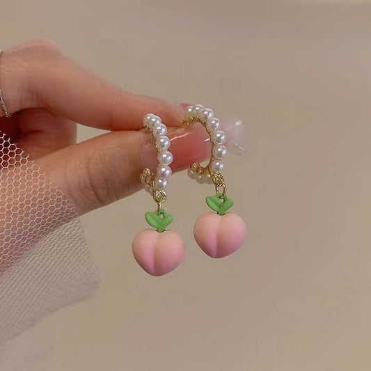 Pearl pink peach earring earrings