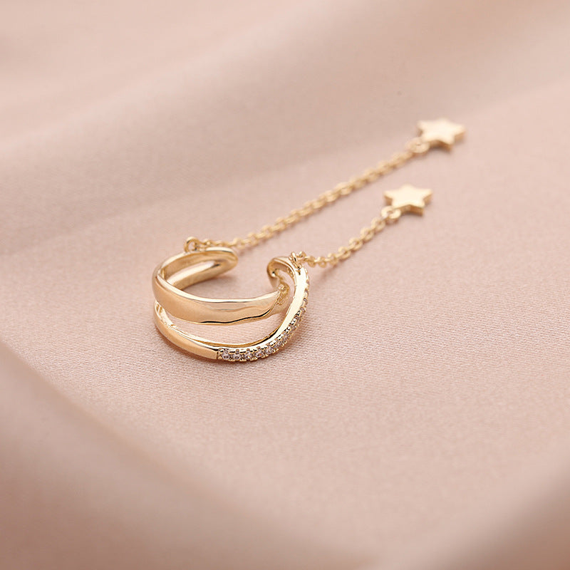 Fashion personality design pentagonal star Tassel Earrings