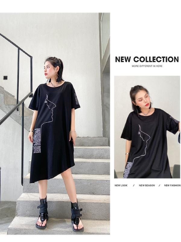 Fashion Irregularity Letter Print Dress