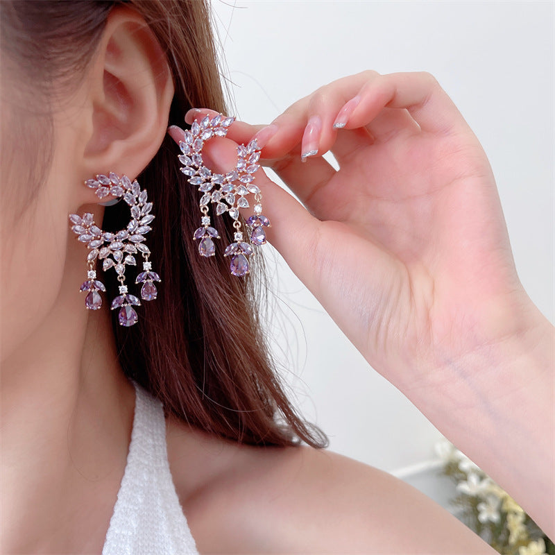 Zircon tassel olive branch Earrings