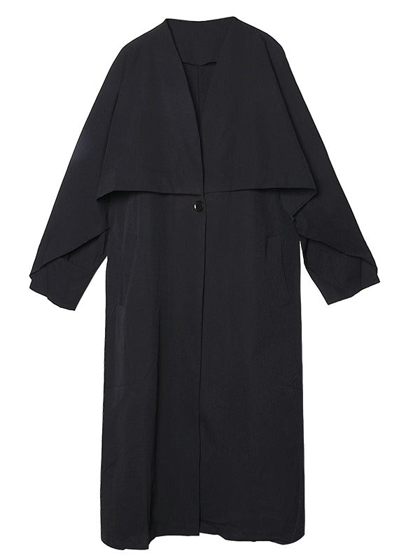 Loose Solid Color Belted Long Outwear