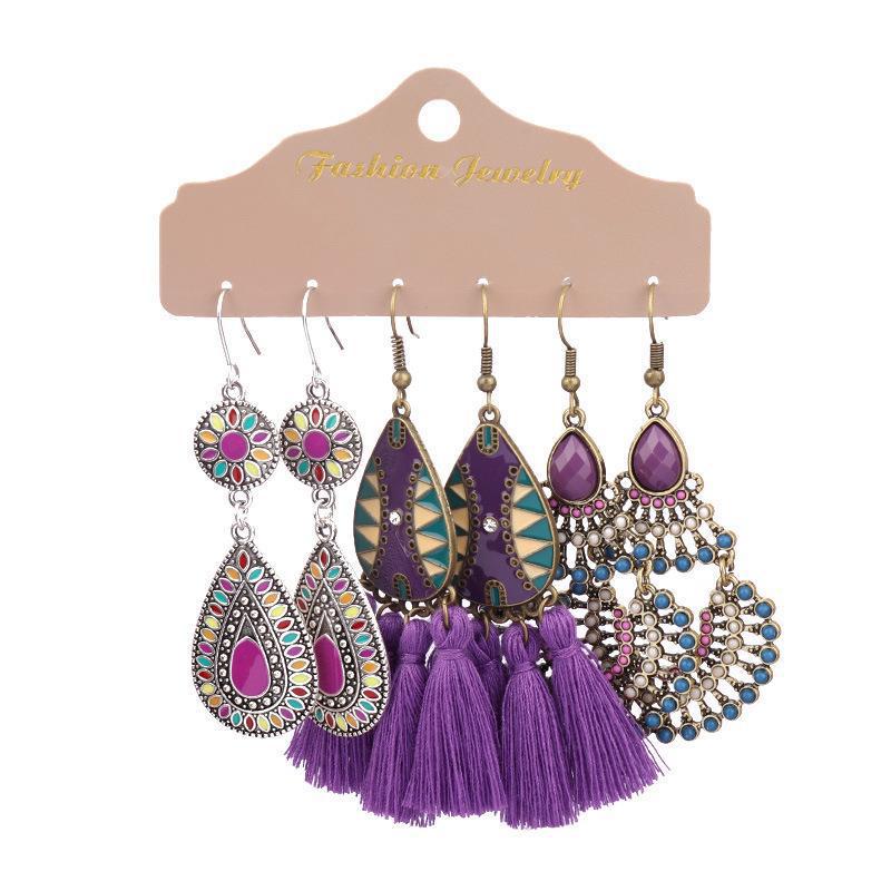 Purple irregular long earrings