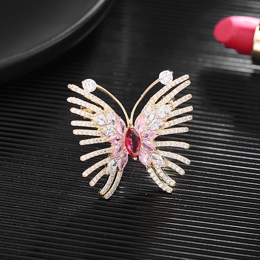 Butterfly brooch inlaid with zircon