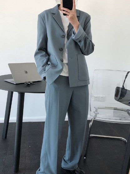 Loose Solid Casual Blazer Lapel Outwear