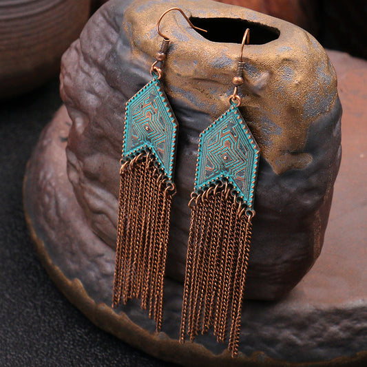 Long arrow chain retro ladies tassel earrings