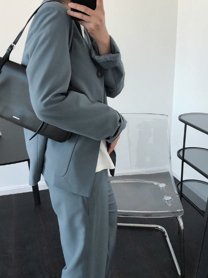 Loose Solid Casual Blazer Lapel Outwear