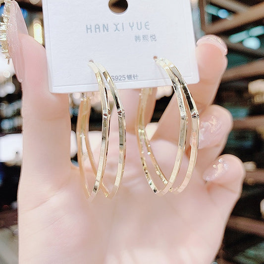 S925 silver needle square geometric earrings