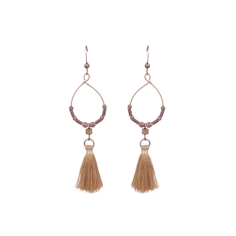 Exaggerated retro wooden earrings