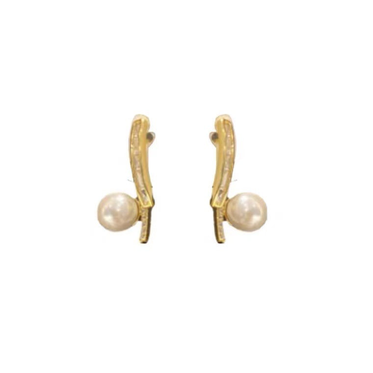 S925 silver needle pearl earrings