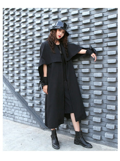 Loose Solid Color Belted Long Outwear