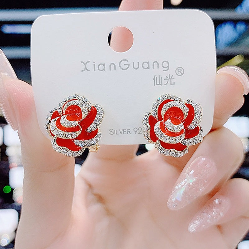 Red festive earrings