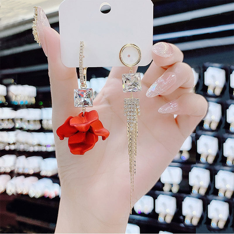 Red festive earrings