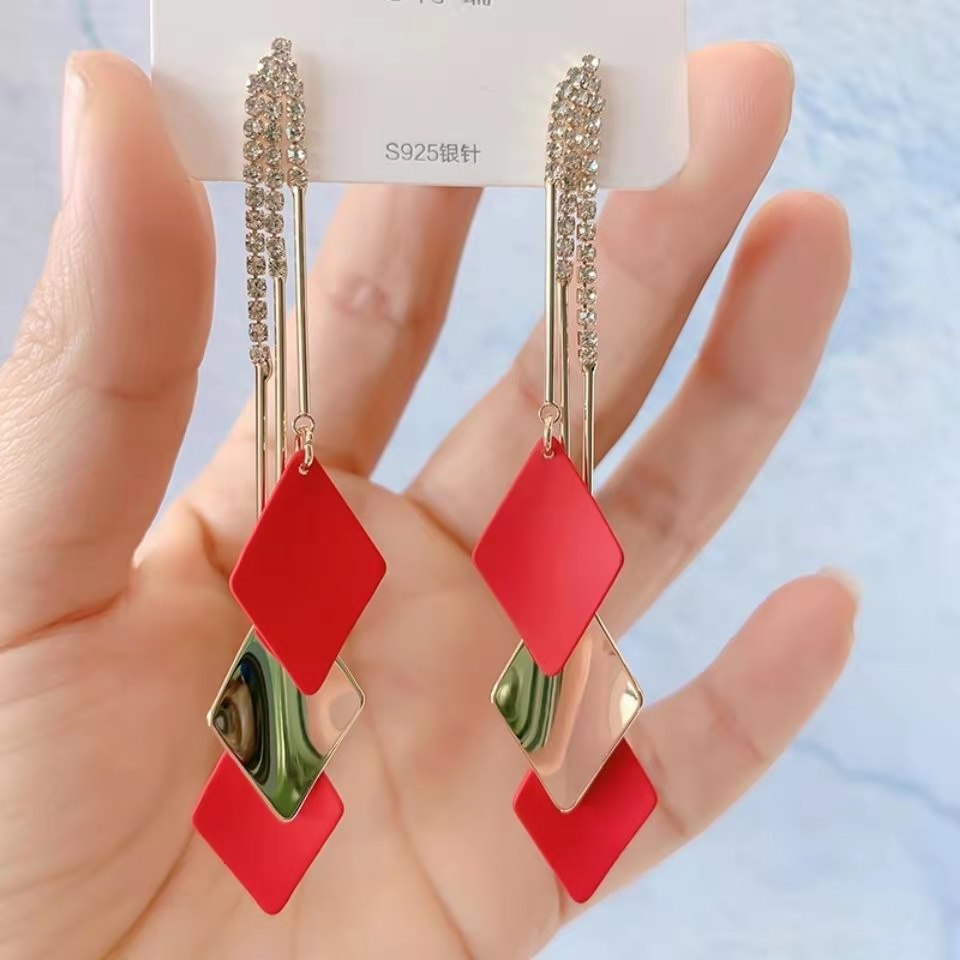 Red festive earrings