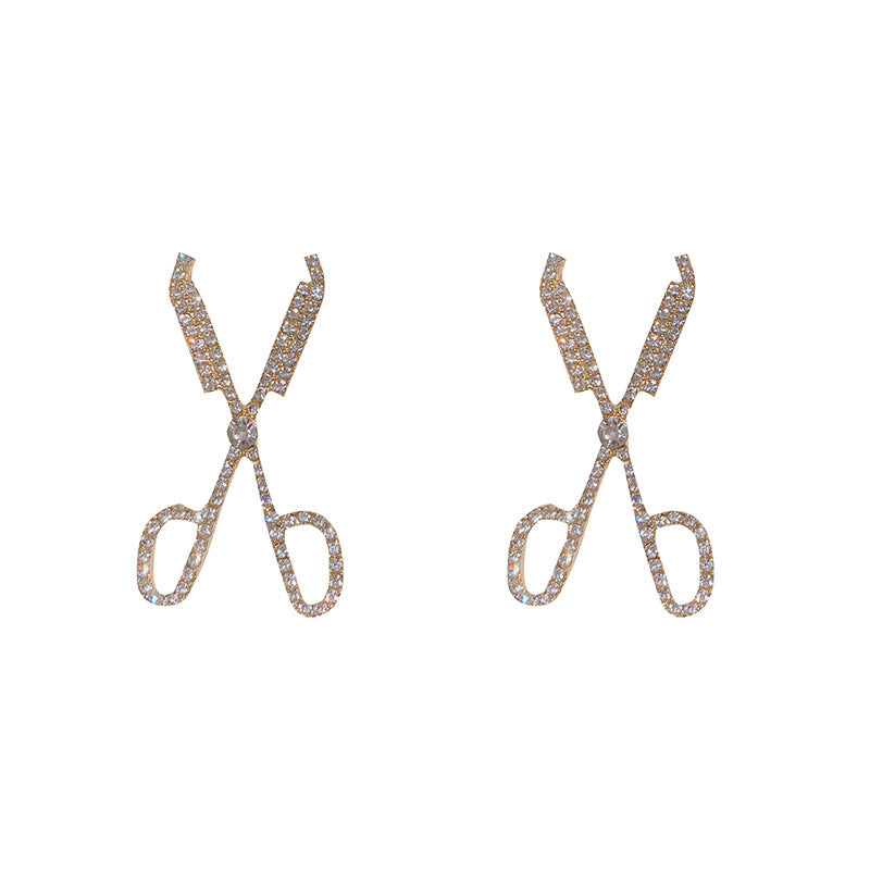 Wholesale fashion full drill scissors Earrings