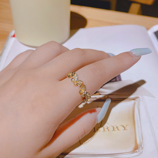 Wholesale copper set zircon net red butterfly ring