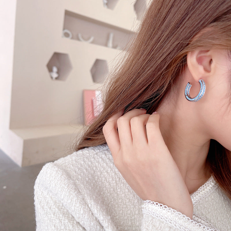 Zircon ring earrings C-ring Earrings