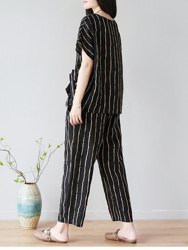 SUMMER NEW OVERSIZE STRIPED CASUAL PANTS SUIT - Zebrant