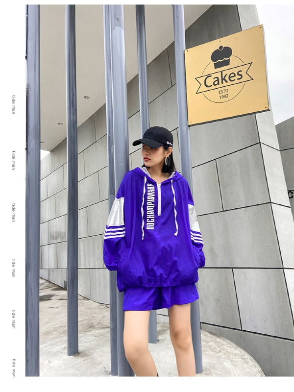 ORIGINAL STYLISH LETTER PRINT SUN-PROOF TOPS&SHORTS SUITS