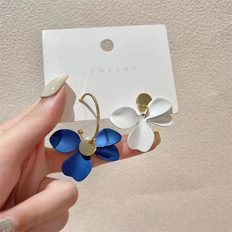 S925 silver needle asymmetrical vintage earrings