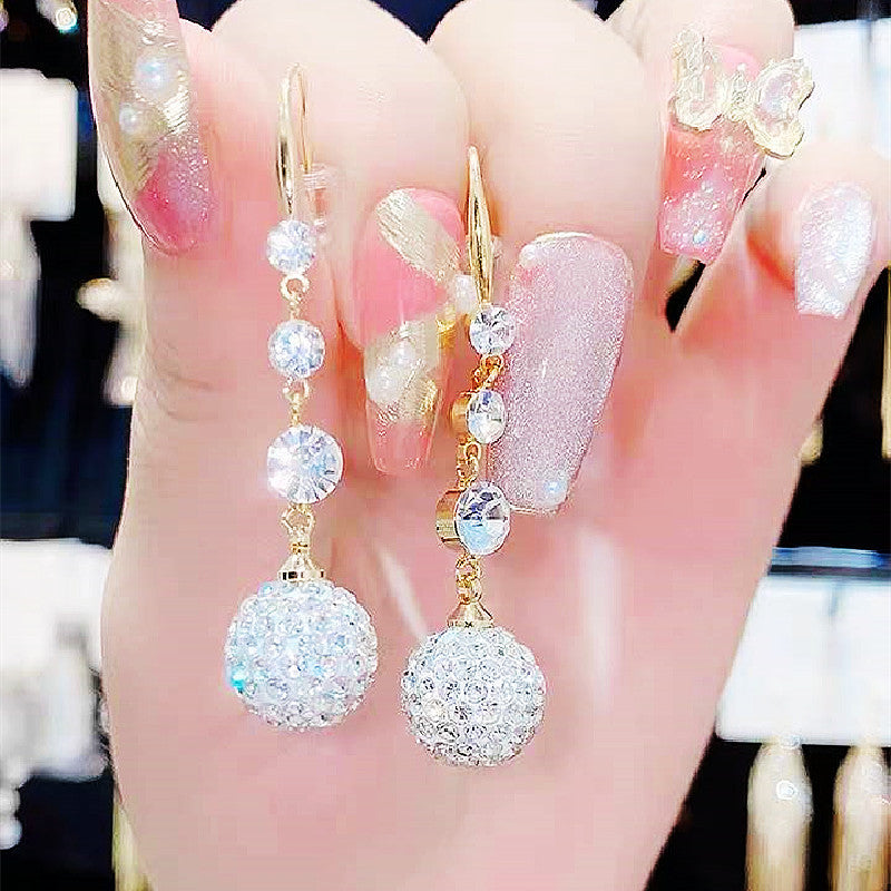 Wholesale long red diamond ball Tassel Earrings