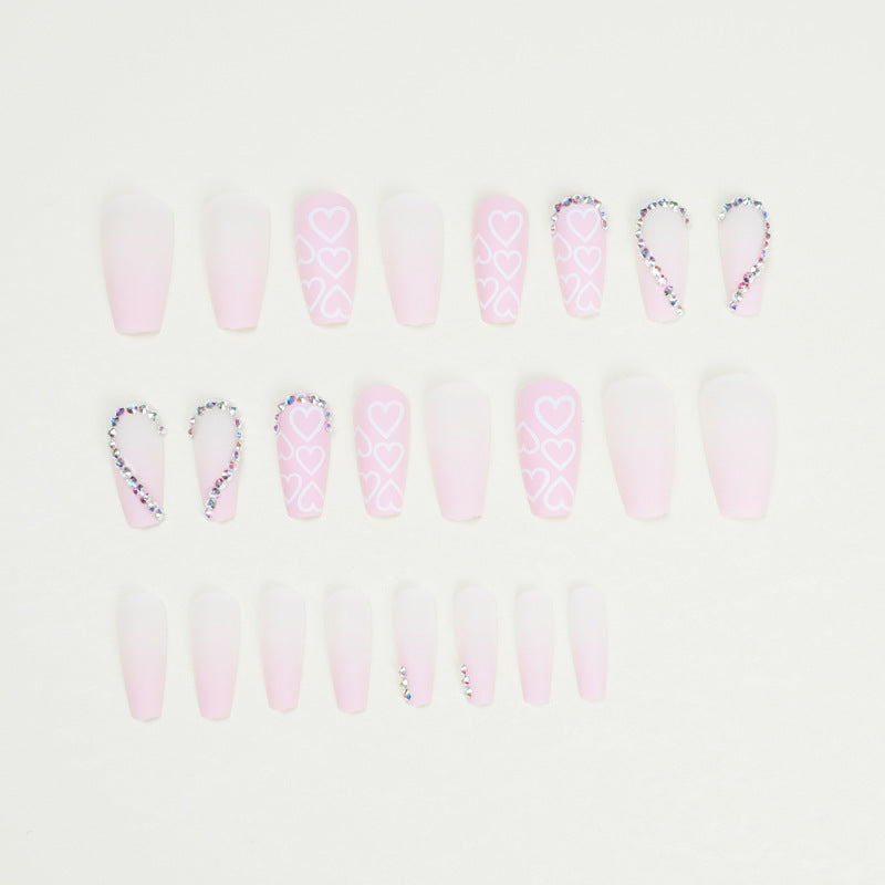 Pink love rhinestone PRESS ON NAILS