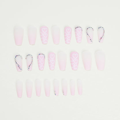 Pink love rhinestone PRESS ON NAILS