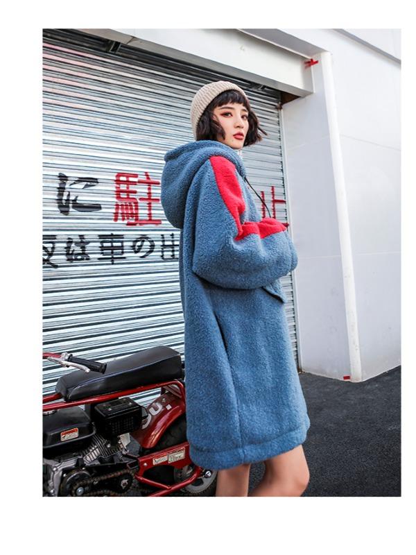 LOOSE EMBROIDERED WOOLEN MID-LENGTH HOODIE - Zebrant