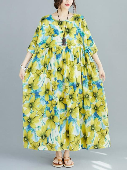 Plus Size Loose Floral Maxi Dress