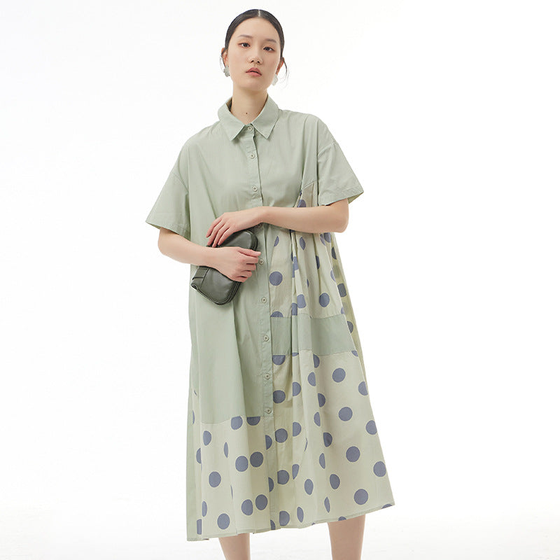 Polka dot print dress with loose and thin temperament