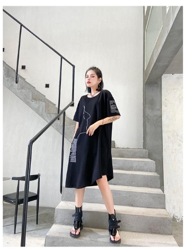 Fashion Irregularity Letter Print Dress