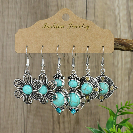 Geometric bohemian turquoise earrings