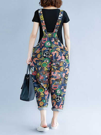 ORIGINAL FLORAL PRINTED SPAGHETTI-NECK JUMPSUITS