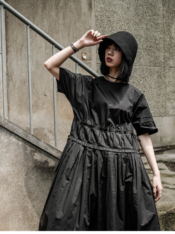 Original Goth Ruffled Hemline Midi Dress