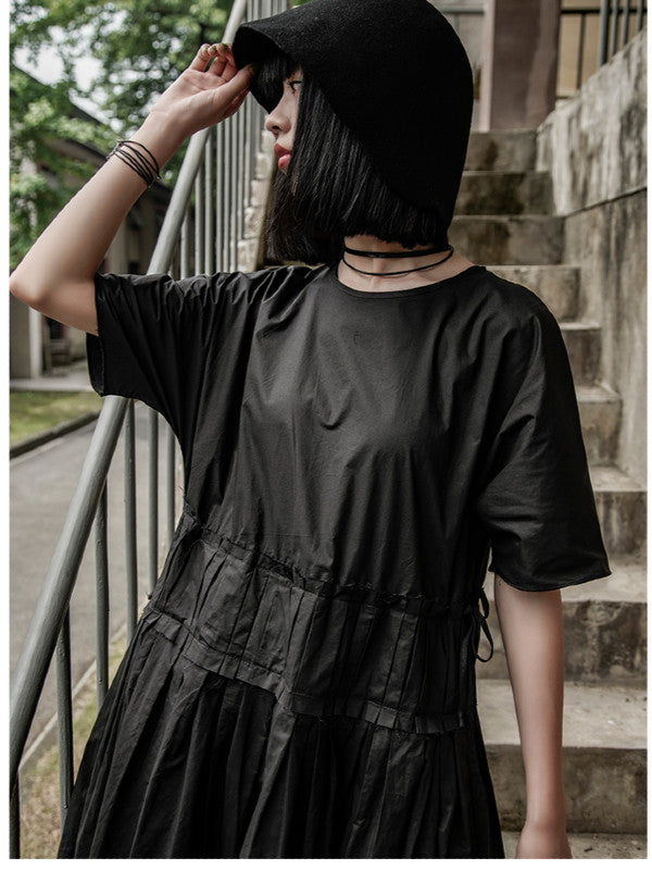 Original Goth Ruffled Hemline Midi Dress
