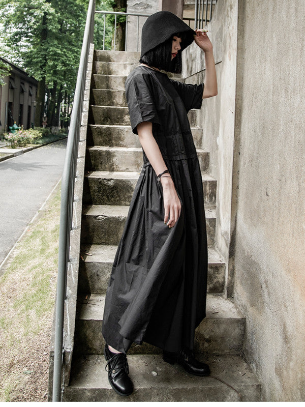 Original Goth Ruffled Hemline Midi Dress