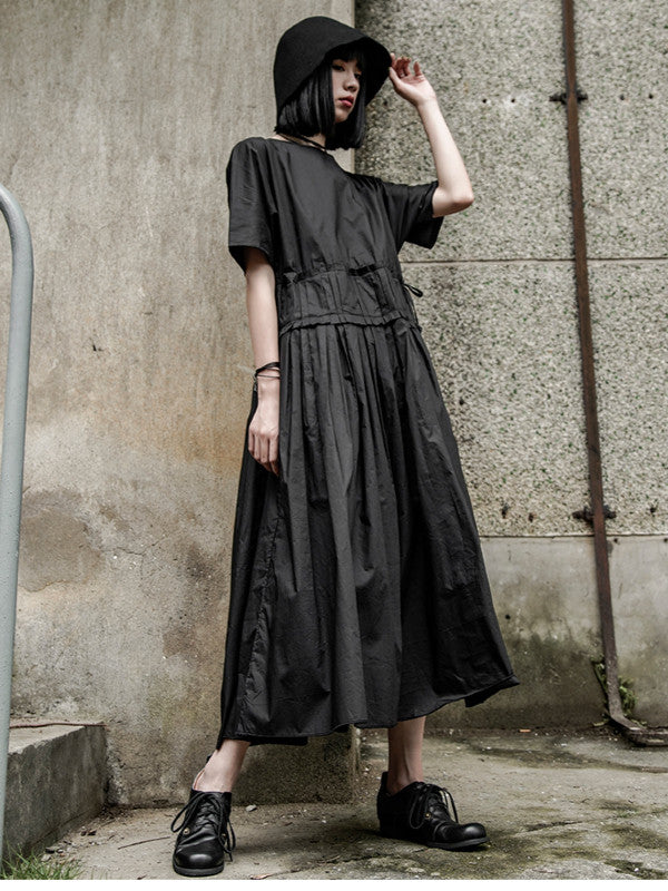Original Goth Ruffled Hemline Midi Dress