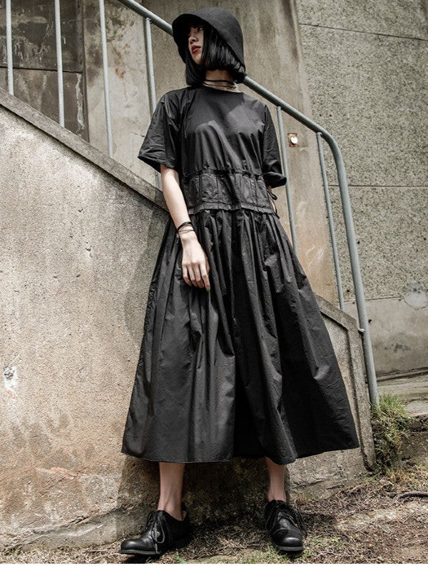 Original Goth Ruffled Hemline Midi Dress