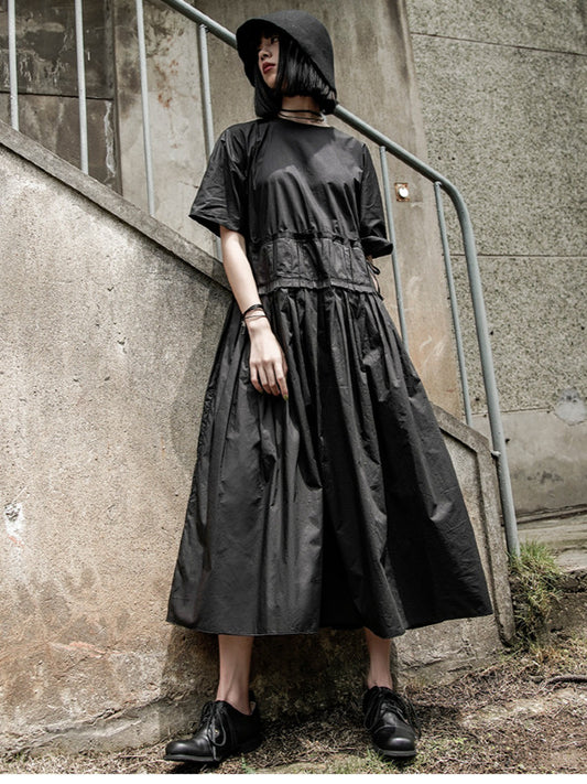 Original Goth Ruffled Hemline Midi Dress