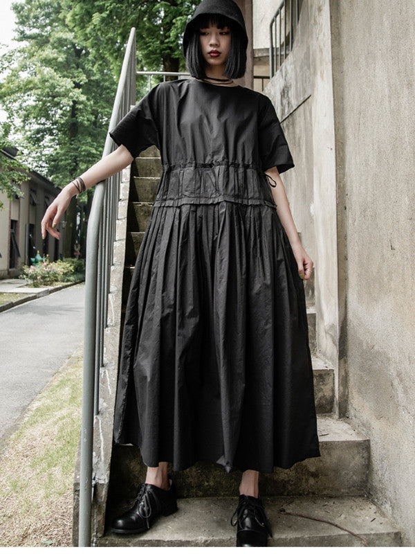 Original Goth Ruffled Hemline Midi Dress