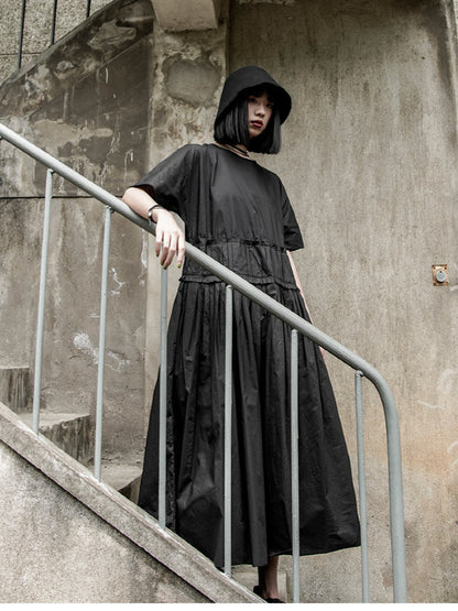 Original Goth Ruffled Hemline Midi Dress