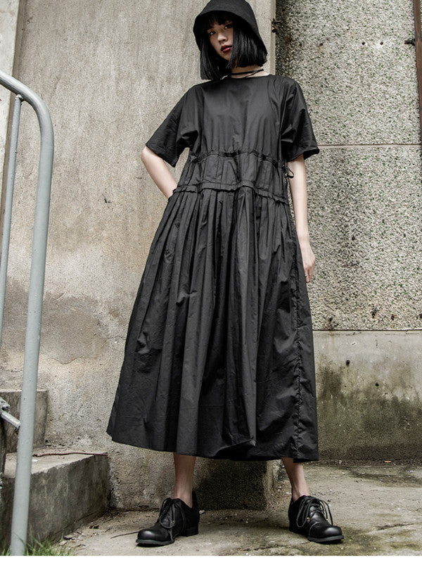 Original Goth Ruffled Hemline Midi Dress