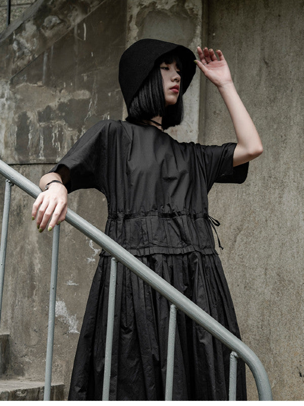 Original Goth Ruffled Hemline Midi Dress