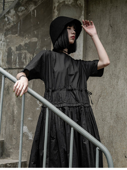 Original Goth Ruffled Hemline Midi Dress